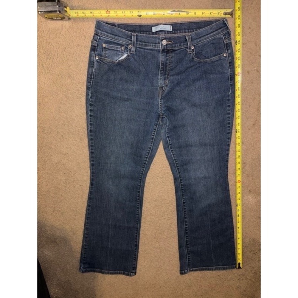 Levis 515 Bootcut Jeans Womens 14 Short Blue Medium Wash Stretch Mid Rise T02-09